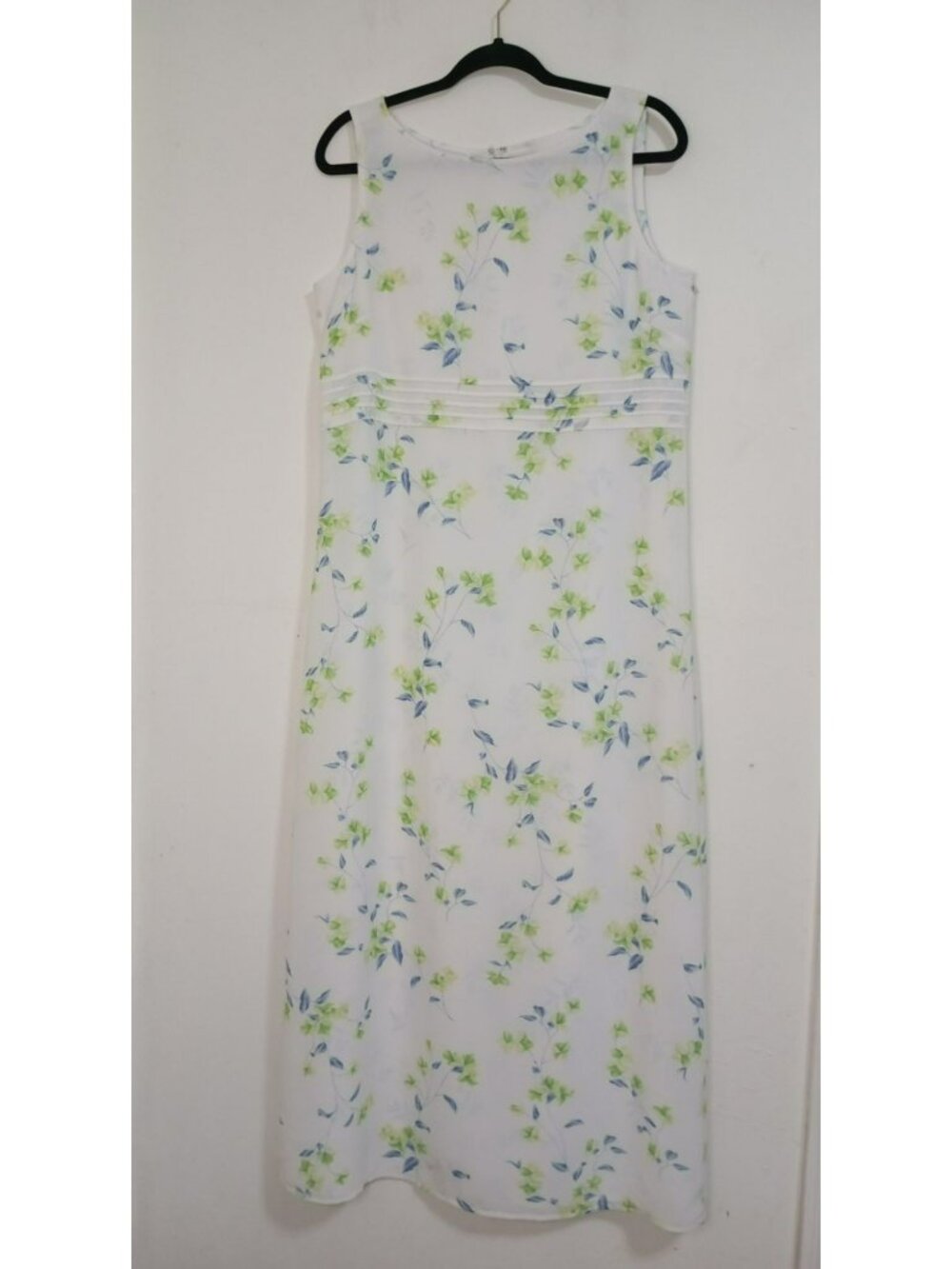 Emma James Sleeveless White Floral Maxi Dress Green & Blue Print 12